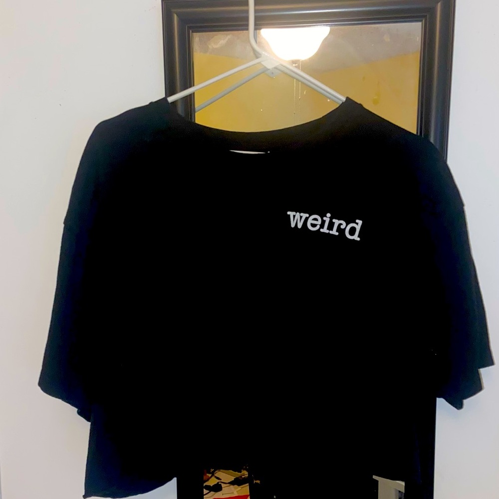 Black “Weird” Crop Top